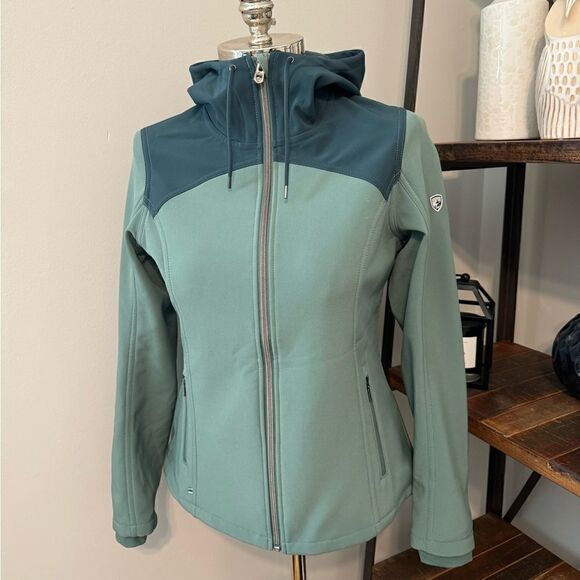KUHL Frost Softshell Hoody Stretch Jacket Rain Coat Teal Green Women’s SMALL - Picture 1 of 13